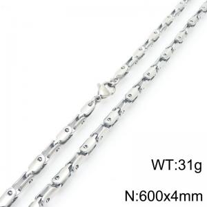 4mm Stainless Steel Link Chain Necklaces For Men And Women Simple Fashion Silver Color Jewelry - KN291419-Z