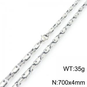 4mm Stainless Steel Link Chain Necklaces For Men And Women Simple Fashion Silver Color Jewelry - KN291421-Z