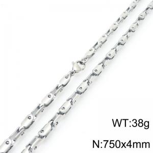 4mm Stainless Steel Link Chain Necklaces For Men And Women Simple Fashion Silver Color Jewelry - KN291422-Z