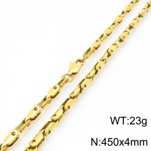 4mm Stainless Steel Link Chain Necklaces For Men And Women Simple Fashion Gold Color Jewelry - KN291423-Z