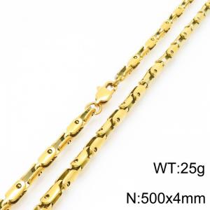 4mm Stainless Steel Link Chain Necklaces For Men And Women Simple Fashion Gold Color Jewelry - KN291424-Z