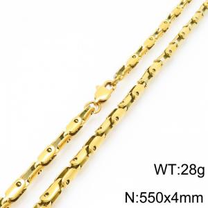 4mm Stainless Steel Link Chain Necklaces For Men And Women Simple Fashion Gold Color Jewelry - KN291425-Z