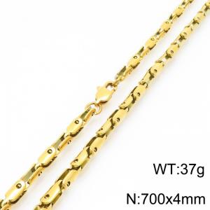 4mm Stainless Steel Link Chain Necklaces For Men And Women Simple Fashion Gold Color Jewelry - KN291428-Z