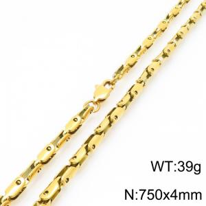 4mm Stainless Steel Link Chain Necklaces For Men And Women Simple Fashion Gold Color Jewelry - KN291429-Z