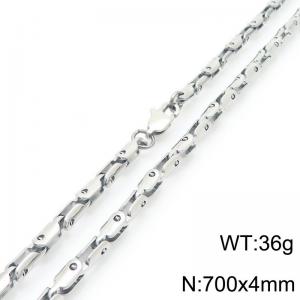 4mm Stainless Steel Link Chain Necklaces For Men And Women Simple Fashion Silver Color Jewelry - KN291435-Z