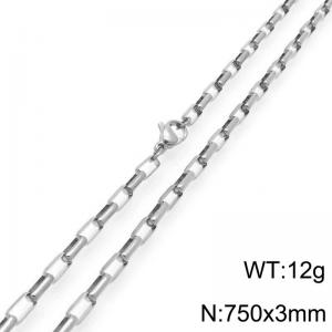 Stainless steel simple and fashionable 3mm long box chain necklace - KN291489-Z