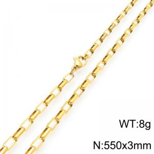 Stainless steel simple and fashionable 3mm long gold-plated box chain necklace - KN291492-Z