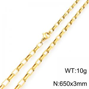 Stainless steel simple and fashionable 3mm long gold-plated box chain necklace - KN291494-Z