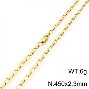 Stainless steel simple and fashionable 2.3mm wide gold-plated square wire chain necklace - KN291532-Z