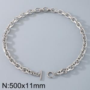 Stainless Steel OT Buckle Grinding Edge O-Chain Necklace - KN291565-Z