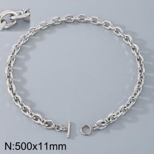 Stainless Steel OT Buckle Grinding Edge O-Chain Necklace - KN291577-Z