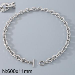 Stainless Steel OT Buckle Grinding Edge O-Chain Necklace - KN291579-Z