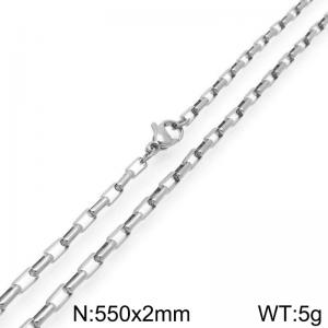 Stainless steel simple and fashionable 2mm long curved box chain necklace - KN291591-Z