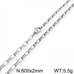 Stainless steel simple and fashionable 2mm long curved box chain necklace - KN291592-Z