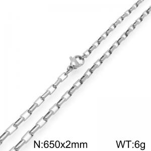 Stainless steel simple and fashionable 2mm long curved box chain necklace - KN291593-Z