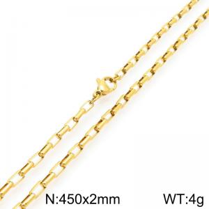 Stainless steel simple and fashionable 2mm long curved gold-plated box chain necklace - KN291596-Z