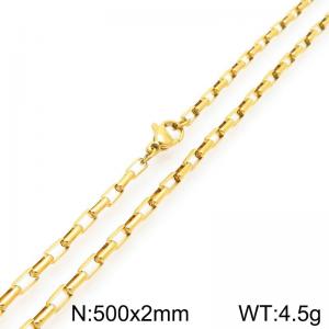 Stainless steel simple and fashionable 2mm long curved gold-plated box chain necklace - KN291597-Z