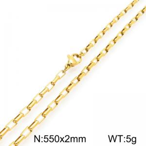 Stainless steel simple and fashionable 2mm long curved gold-plated box chain necklace - KN291598-Z