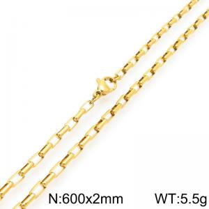 Stainless steel simple and fashionable 2mm long curved gold-plated box chain necklace - KN291599-Z