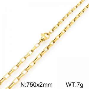 Stainless steel simple and fashionable 2mm long curved gold-plated box chain necklace - KN291602-Z