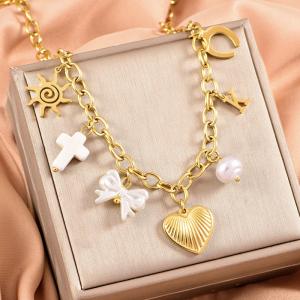 SS Gold-Plating Necklace - KN291976-WGLJ