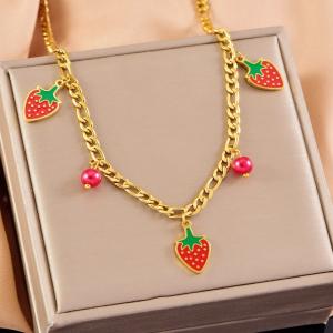 SS Gold-Plating Necklace - KN291978-WGLJ