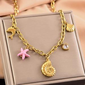 SS Gold-Plating Necklace - KN291983-WGLJ