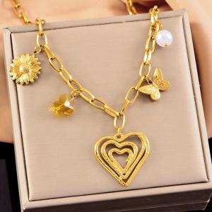 SS Gold-Plating Necklace - KN291987-WGLJ