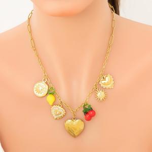 SS Gold-Plating Necklace - KN292028-WGYYH