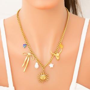 SS Gold-Plating Necklace - KN292030-WGYYH