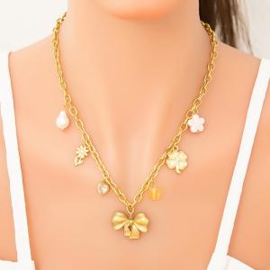 SS Gold-Plating Necklace - KN292032-WGYYH