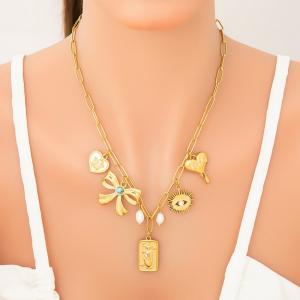 SS Gold-Plating Necklace - KN292040-WGYYH