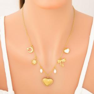 SS Gold-Plating Necklace - KN292041-WGYYH