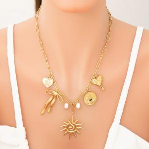 SS Gold-Plating Necklace - KN292042-WGYYH