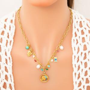 SS Gold-Plating Necklace - KN292044-WGYYH