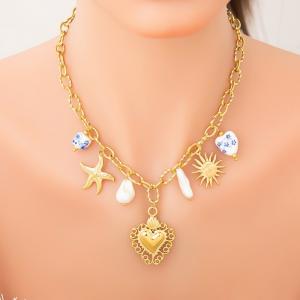 SS Gold-Plating Necklace - KN292046-WGYYH