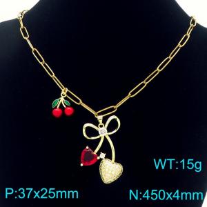 SS Gold-Plating Necklace - KN292072-Z