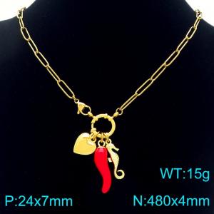 SS Gold-Plating Necklace - KN292073-Z