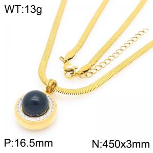 Fashionable and personalized stainless steel blade chain necklace paired with stone pendant - KN292130-Z