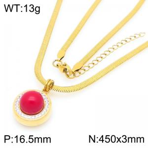 Fashionable and personalized stainless steel blade chain necklace paired with stone pendant - KN292131-Z
