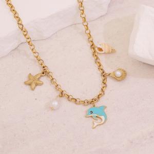 SS Gold-Plating Necklace - KN292150-SXSJ