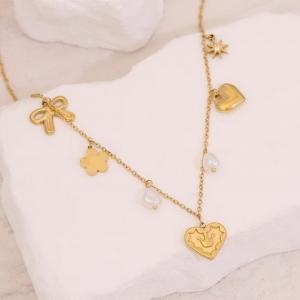 SS Gold-Plating Necklace - KN292155-SXSJ