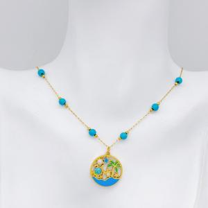 SS Gold-Plating Necklace - KN292168-SXSJ