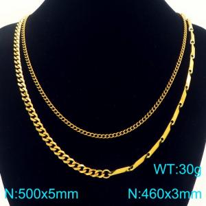 Stainless steel double-layer stacked trendy hip-hop versatile necklace - KN292199-Z