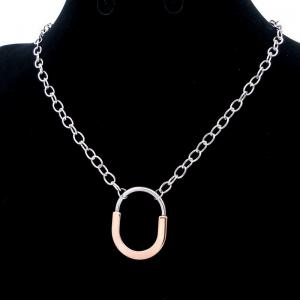 SS Rose Gold-Plating Necklace - KN292276-SP