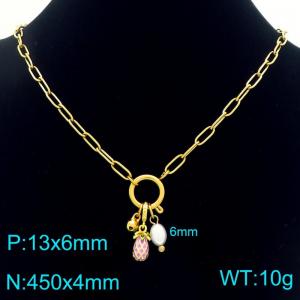 SS Gold-Plating Necklace - KN292438-Z