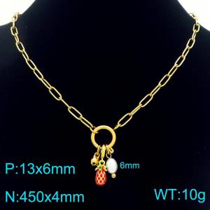 SS Gold-Plating Necklace - KN292439-Z