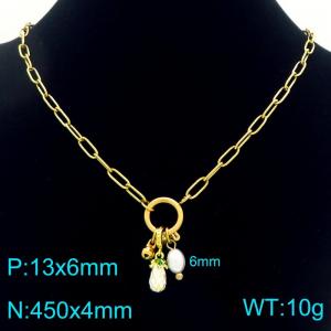 SS Gold-Plating Necklace - KN292440-Z