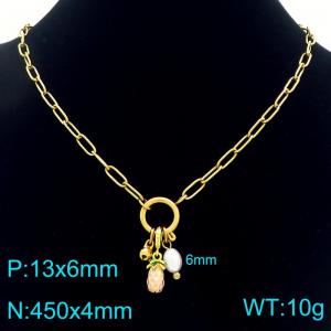 SS Gold-Plating Necklace - KN292442-Z