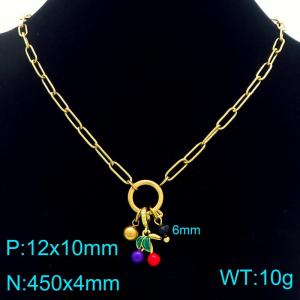 SS Gold-Plating Necklace - KN292443-Z